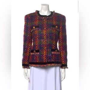 RARE Escada multicolored tweed gold button blazer